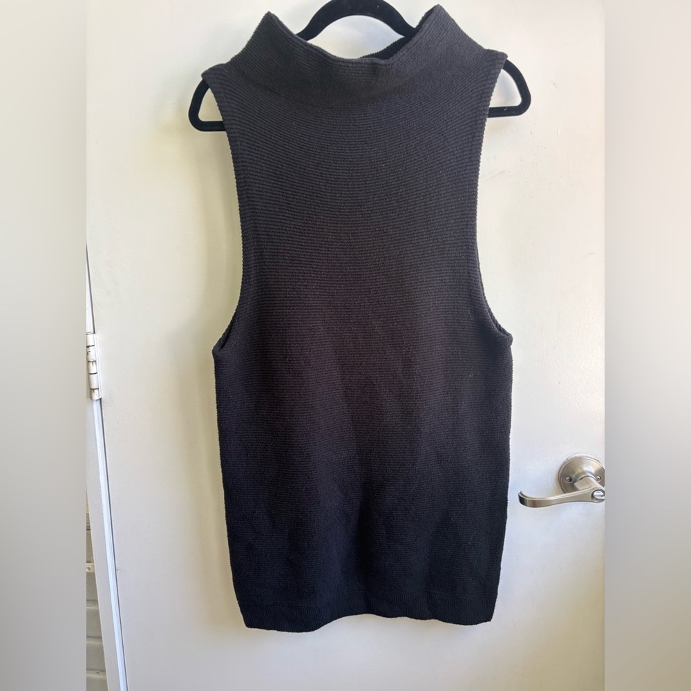 Free People Black Funnel Neck Sleeveless Sweater Tunic XS chic minimalist‎